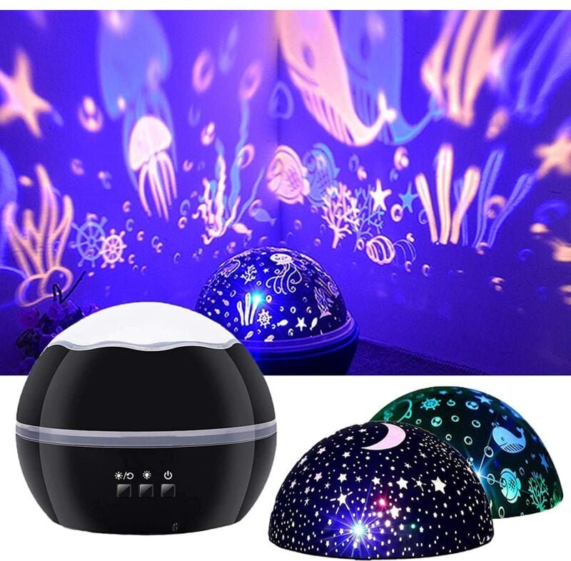 Thumbnail - Nachtlicht für Kinder, rotierender Bildprojektor, Sternenhimmel, Ozean, Fische, Delfine, Kinderzimmer-Dekoration, Gesche...