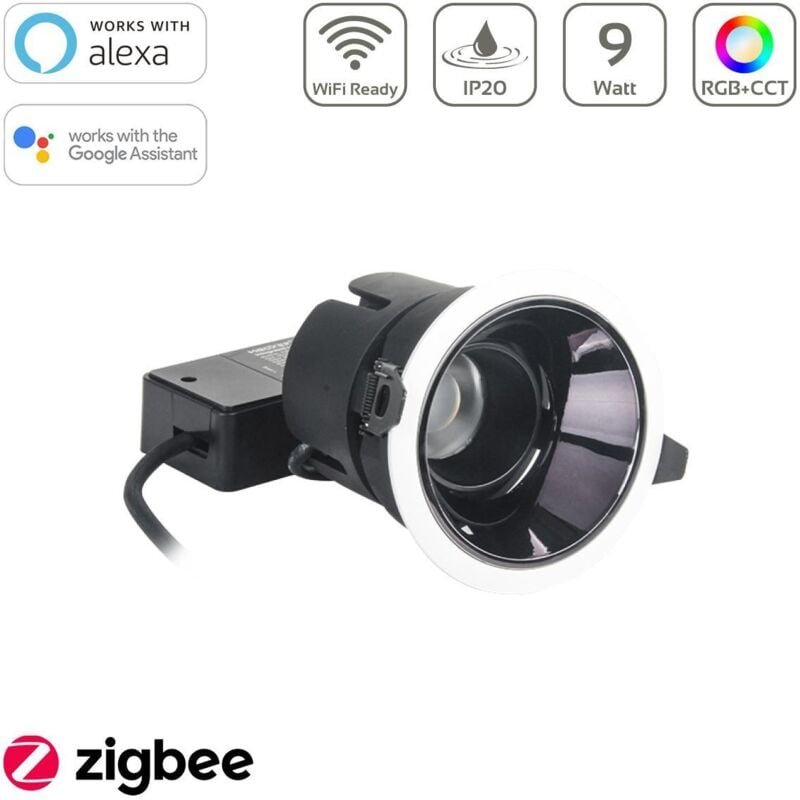 MiBoxer RGB+CCT LED Einbaustrahler Zigbee 3.0 + 2,4GHz blendfrei 9W Ø89,5mm FUT077ZR