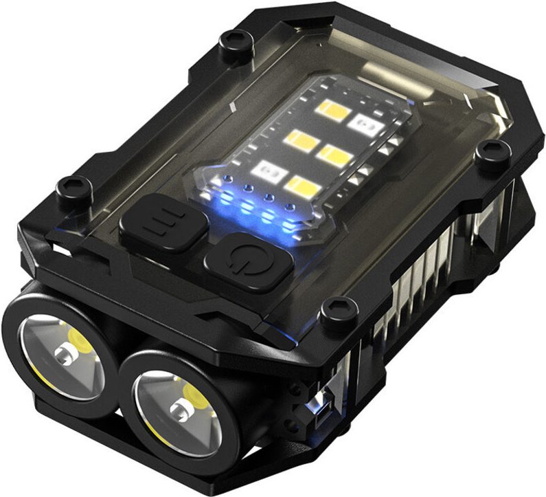 Mini-LED-Taschenlampe, USB-C-aufladbar mit rotem und blauem Licht, 400 Lumen, multifunktionaler Schlüsselanhänger (schwa...