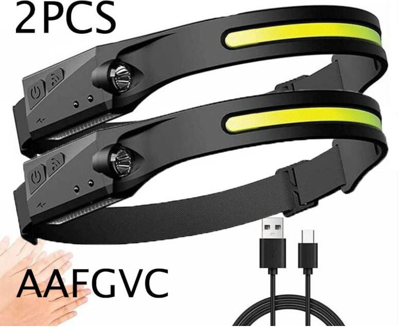 Ugreat - Stirnlampe, leistungsstarke USB-wiederaufladbare LED-Stirnlampe mit 350 lm, 3 Beleuchtungsmodi, manuelle Indukt...