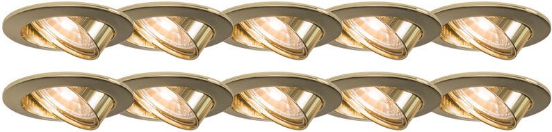 Qazqa - 10er Set Einbaustrahler kippbar gold - Edu