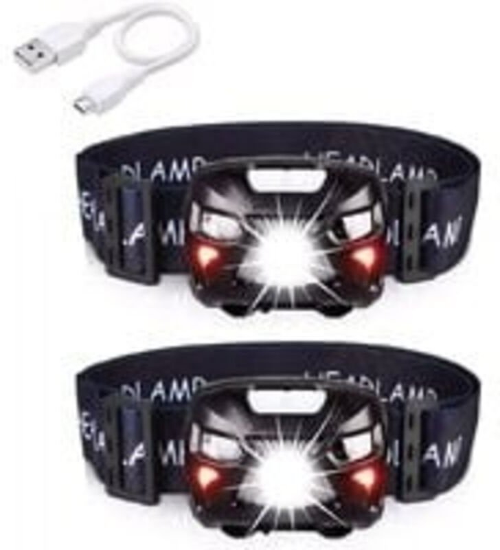 Wiederaufladbare LED-Stirnlampe mit USB-Anschluss, leistungsstarke Stirnlampe mit 400 Lumen, 8 Leuchtmodi, wasserdicht (...