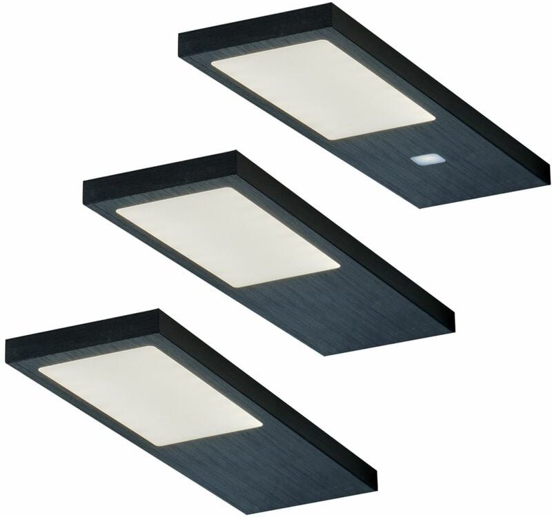 Led Küchen Unterbauleuchte 3x4 w, Küchenleuchte Gamma Noir, warmweiß - Schwarz