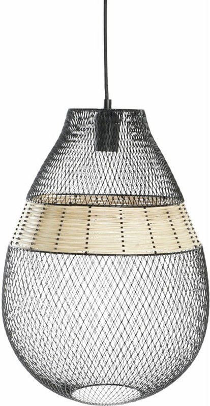 Dkd Home Decor - Ratan -Metallendecke 32x32x43 Schwarzes Metall Ratan mehrfarbiger Materialfamilie von Farbdecke und Wän...