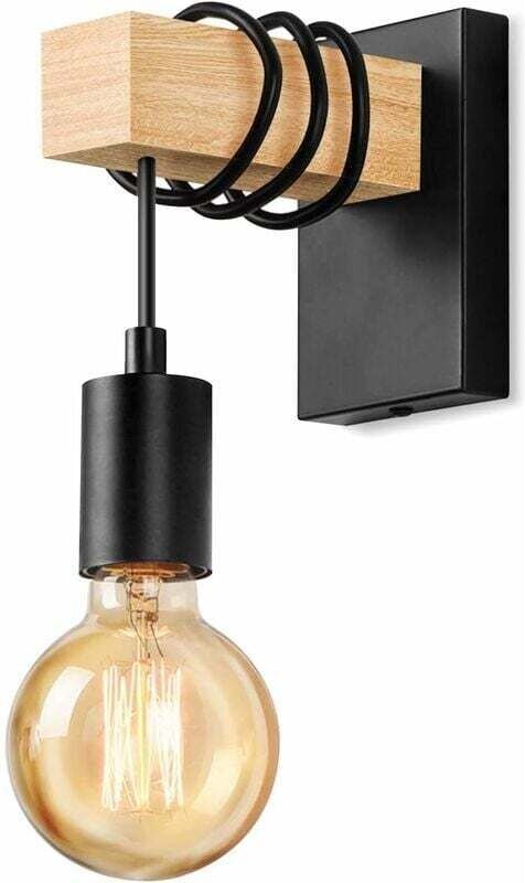 Industrielle Wandleuchte aus Holz, Vintage-Wandlampe, Wandbeleuchtung für den Innenbereich, Retro-Wandstrahler mit E27-F...