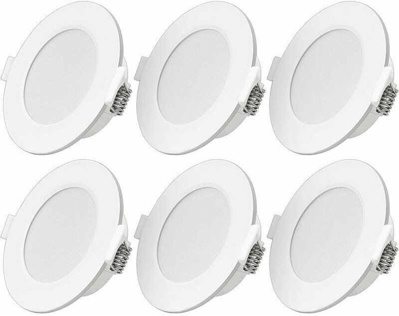 Ultraflacher LED Einbaustrahler 6W LED Spot 230V IP44 Warmweiß 6er Set LED Einbaulampen Einbautiefe 26mm Mini Slim Decke...