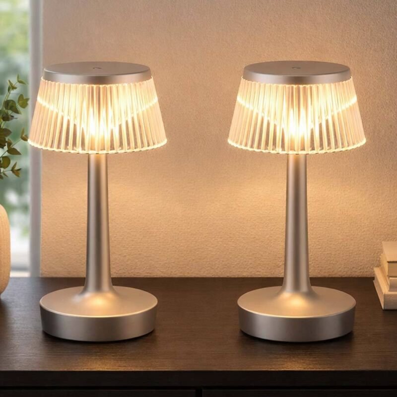 Tischlampe Nachttischlampe LED Schlafzimmerlampe Dimmbar Kristall-Effekt Silber