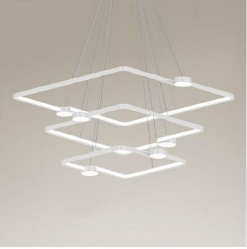 Thumbnail - Trade Shop - LED-Pendelleuchte 112W 3-eckig mit Fernbedienung, modernes Design, Weiß 71224 -