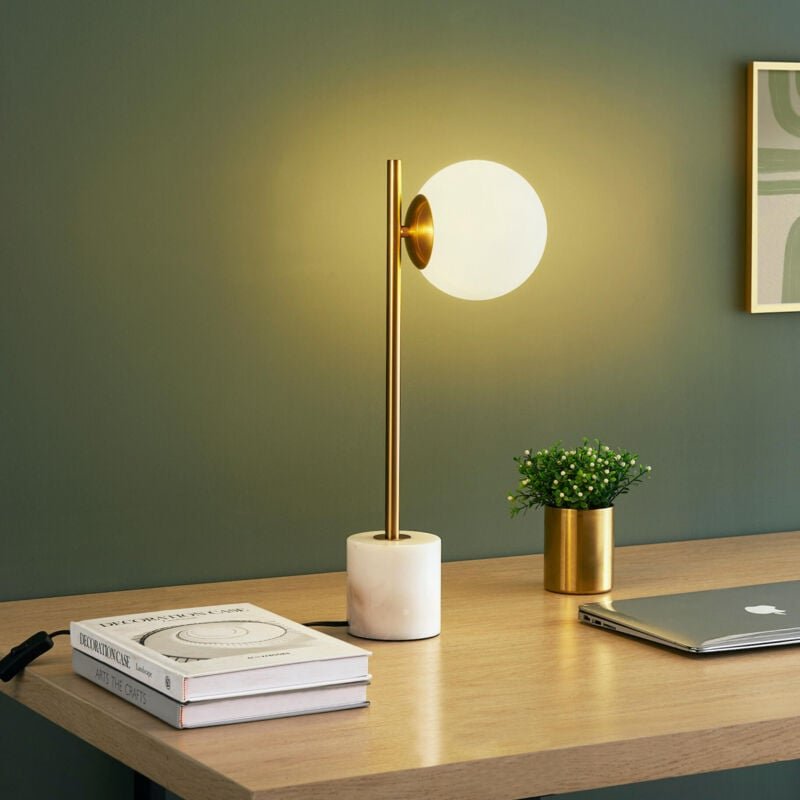 Thumbnail - Tischlampe Marmor und weißes Glas - Estrela