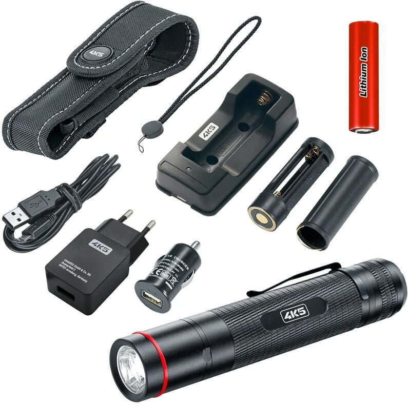 4K5 Tools PL 900 ProLight Taschenlampe mit Holster, mit Handschlaufe akkubetrieben, batteriebetrieb