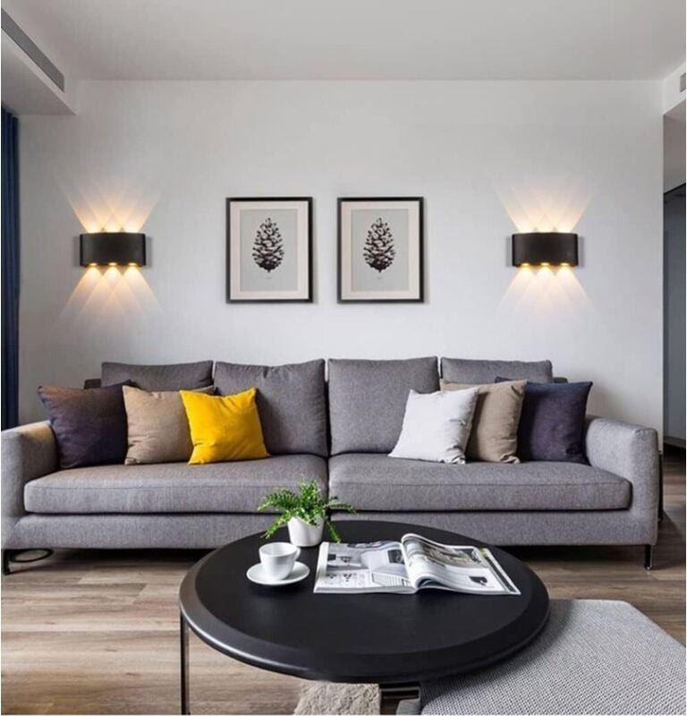 Moderne LED-Wandleuchte für den Innenbereich, warmweiß, 6 W, schwarzes Gehäuse, IP65, wasserdicht, Aluminium-Außenwandle...