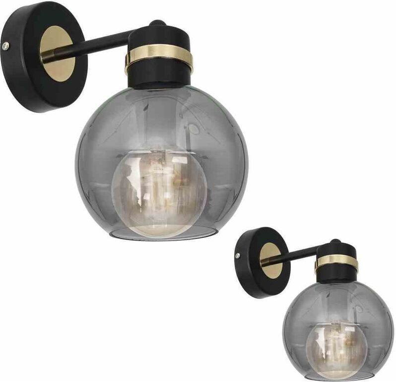 OMEGA SCHWARZ/GOLD Wandleuchte 1xE27
