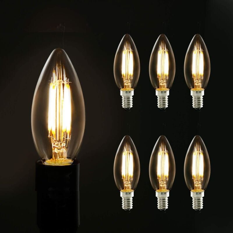Gbly - led Glühbirne E14 Leuchtmittel: 6 Stück Lampe Warmweiß Birne 4W 2700K Filament Retro Edison Glühlampe Vintage Lig...