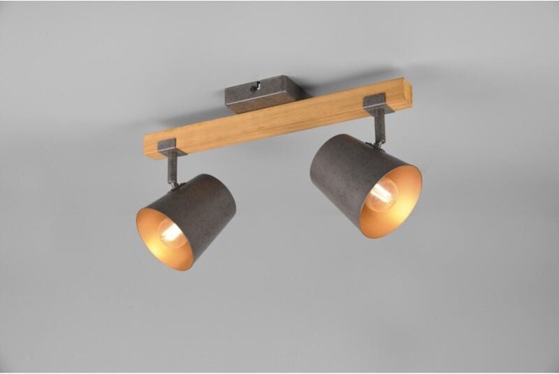 Iperbriko - Verstellbarer Spotlight Double Holz und Nickel Metal Bell Trio Lighting