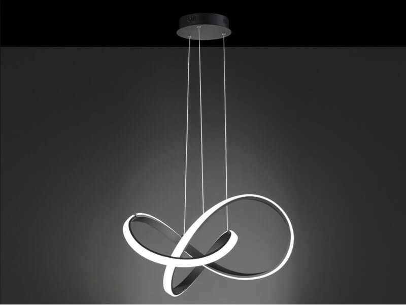 Wofi - led Pendelleuchte indigo in Schwarz geschwungen, ø 55cm