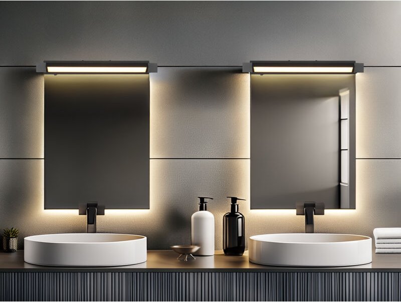 Meinewunschleuchte - 2er set dimmbare led Bad Spiegelleuchten schwenkbar, Schwarz Breite 50cm