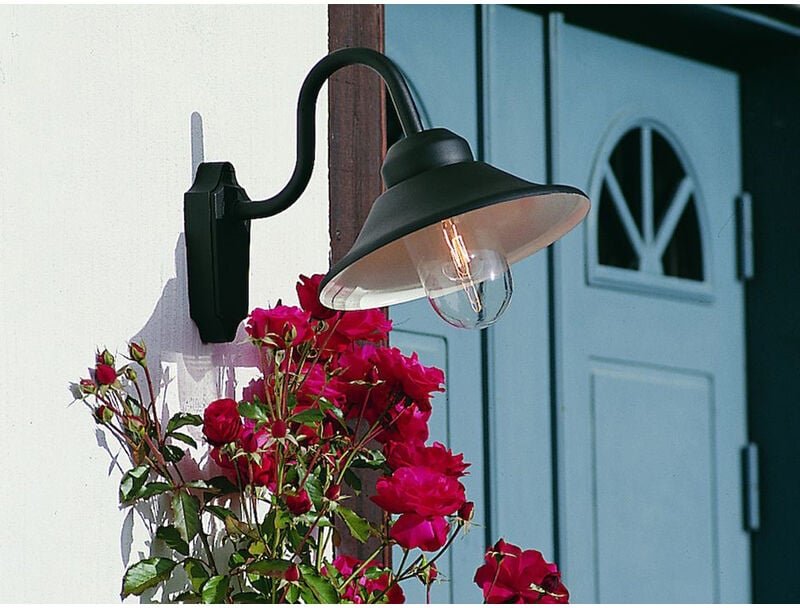 Meinewunschleuchte - led Außenwandleuchte im Landhausstil Aluminium Schwarz, Höhe 30cm