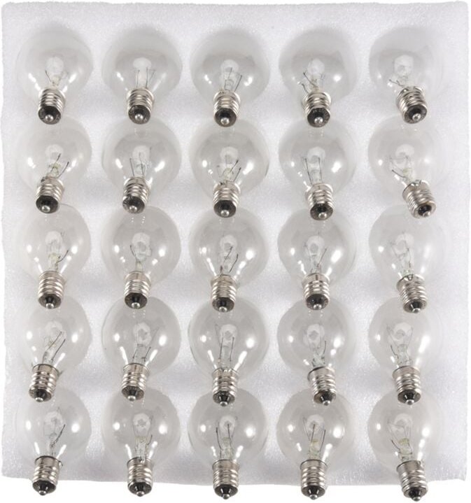 25 Stück G40 Ersatz-Glühbirnen E12 Kandelaber-Schraubsockel led Globe für Lichterketten im Innen- und Außenbereich, Warm...