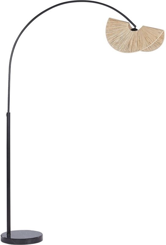 Stehlampe Natürlich Papierschirm 189 cm 1-Flammig Glühbirnen-Design Gefaltete Optik Rund Langes Kabel Boho Wohnzimmer Es...