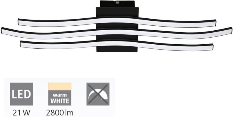 Thumbnail - Led Deckenleuchte Roncade 1 schwarz 65 x 13 cm warmweiß Deckenlampen & Kronleuchter - Eglo