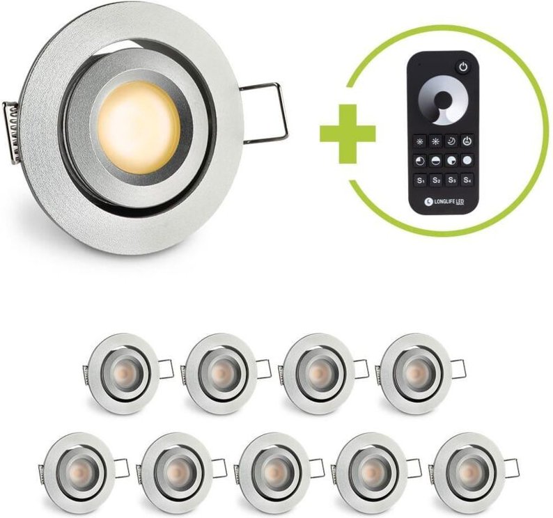 Einbaustrahler Mini schwenkbar Matera 3W 2700K IP44 - Farbe: silber - Anzahl: 10x