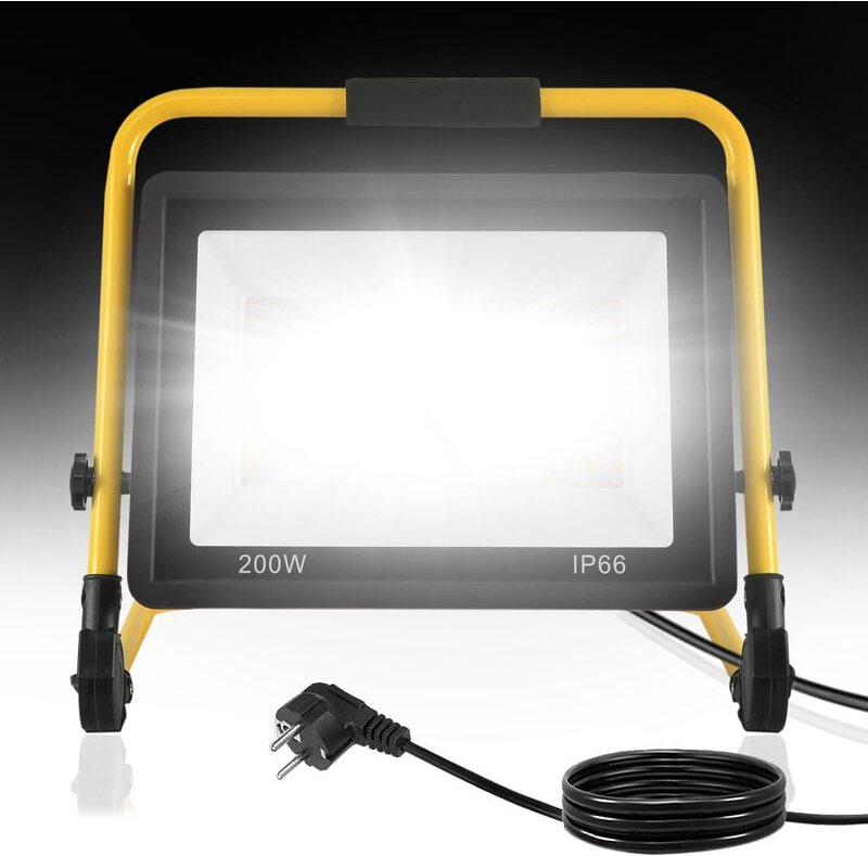 Baustrahler LED Baustrahler 200W Kaltweiß Arbeitsleuchte Bauscheinwerfer Baulampe Arbeitsscheinwerfer Netzkabel Flutlich...