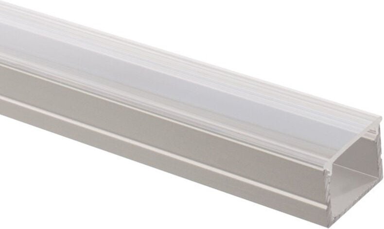 Efectoled - Aluminiumprofil Aufbau für led Streifen bis 16 mm mit durchgehender Abdeckung Milchweiße Klemme 2 m