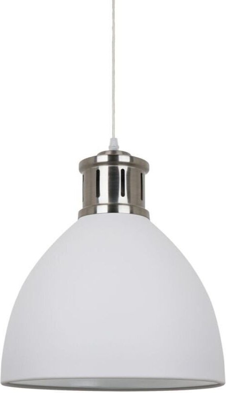 Lola - Industrie und Retro hängende Anhänger weiß, Satin Nickel 1 Licht mit weißem Farbton, E27 - Italux