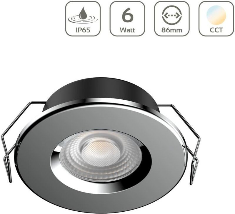 LED Einbaustrahler IP65 CCT 6W Ausschnitt Ø68mm 40° dimmbar - Abdeckring: silber
