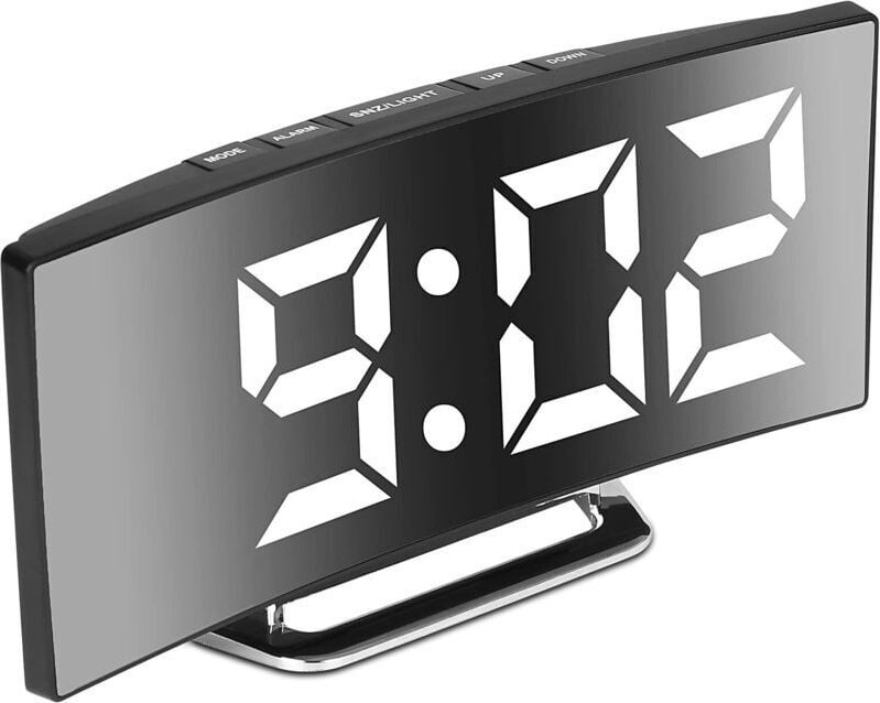 Digitaler Wecker fürs Schlafzimmer, 7-Zoll-LED-Spiegeldisplay, 2 Helligkeitsstufen, 12-/24-Stunden-Anzeige, Temperaturan...