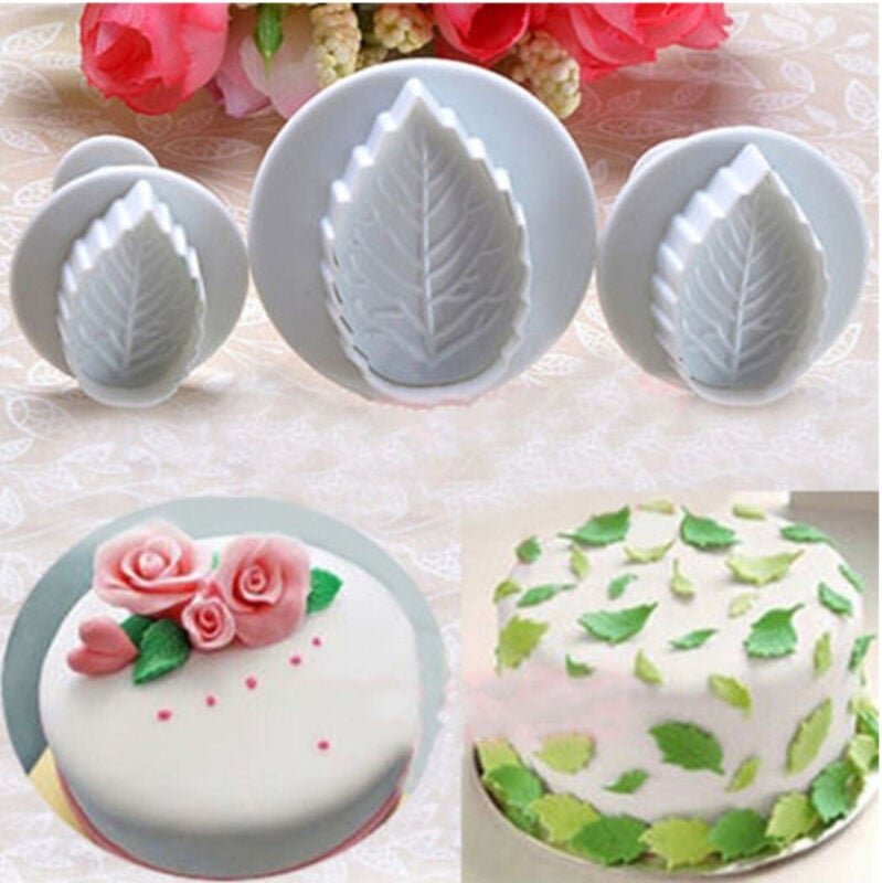 Trade Shop - SET 3 STRUKTUREN FORMA FOGLIA PASTA ZUCCHERO CAKE DESIGN -