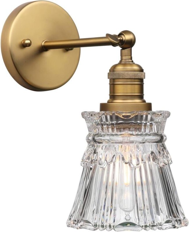 Industrielle Vintage-Wandleuchte, E27, Innenbeleuchtung, Blütenblatt-Streifen, Glasschirm, Wandlampe für Wohnzimmer, Sch...