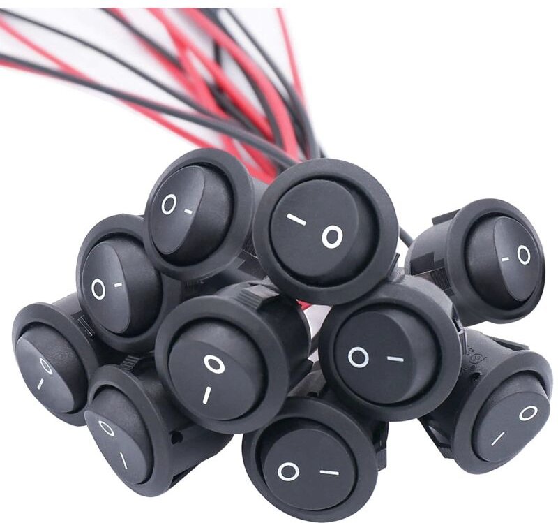 KCD1-X-Y Wippschalter ON/OFF SPST 2-poliger Verriegelungs-Kippschalter, rund, mit vorverdrahteten 6 A/250 V, 10 A/125 V ...