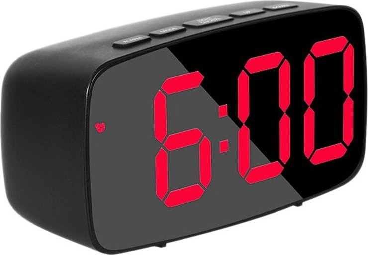 Tlily - Smart Digital Am Bett, Rot led usb Schreibtisch Uhr mit 12 / 24H Temperatur Schlummer für Schlaf , Schwarz