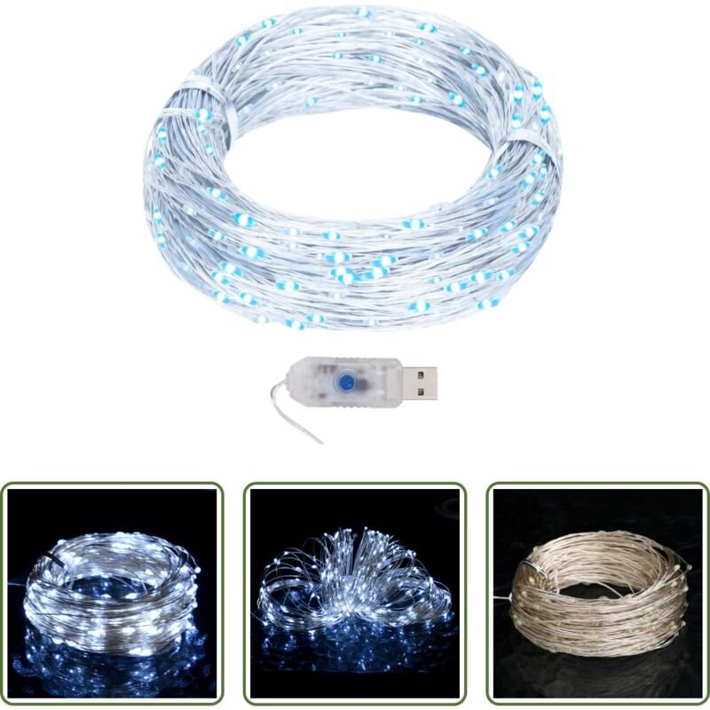 Weihnachtsbeleuchtung - LED-Lichterdraht 40 m 400 LED Kaltweiß 8 Funktionen