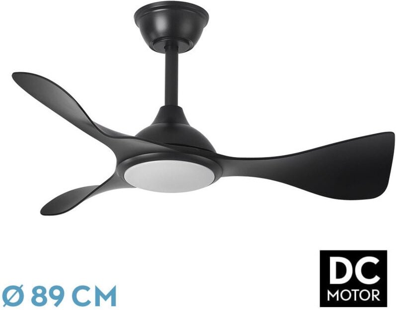 Fabrilamp - dc 'Caimán' dimmbarer Deckenventilator mit Fernbedienung (36W 3CCT 3600lm) schwarz