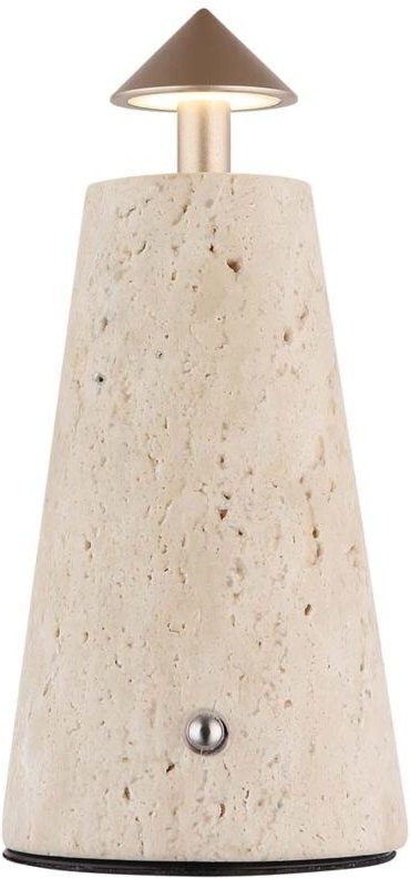 Tischleuchte Leselampe Beistelllampe Travertin Stein Grau LED Touchdimmer H 25cm