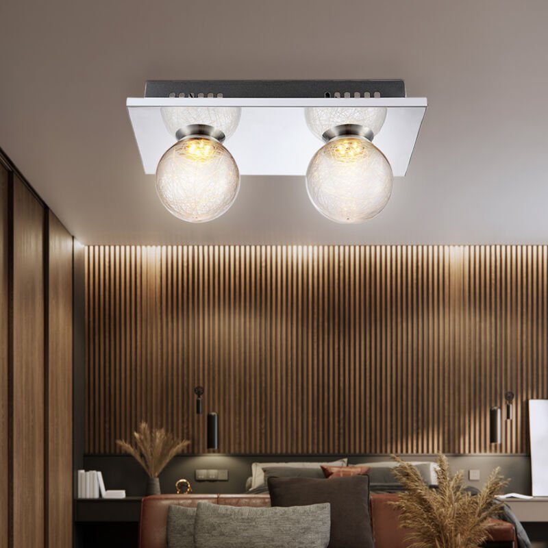 Deckenleuchte Glas Kugel Kugellampe Chrom 2 Flammig Deckenlampe Wohnzimmerlampe Modern, klar, 2x 3W 238Lm warmweiß, LxBx...