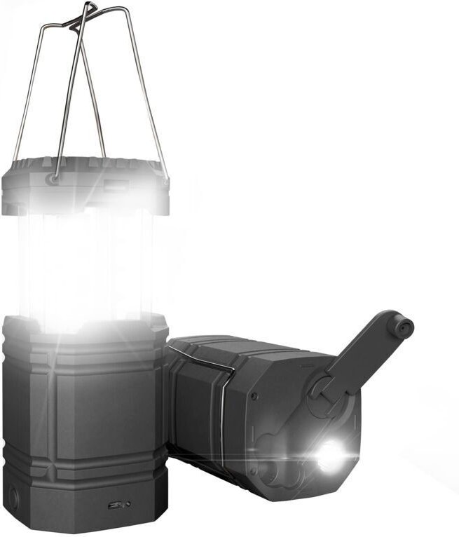 Handkurbel-Solar-Campinglaterne, ultrahelle tragbare LED-Taschenlampe, 3000-mAh-Akku und 30–35 Stunden Laufzeit, USB-Ans...