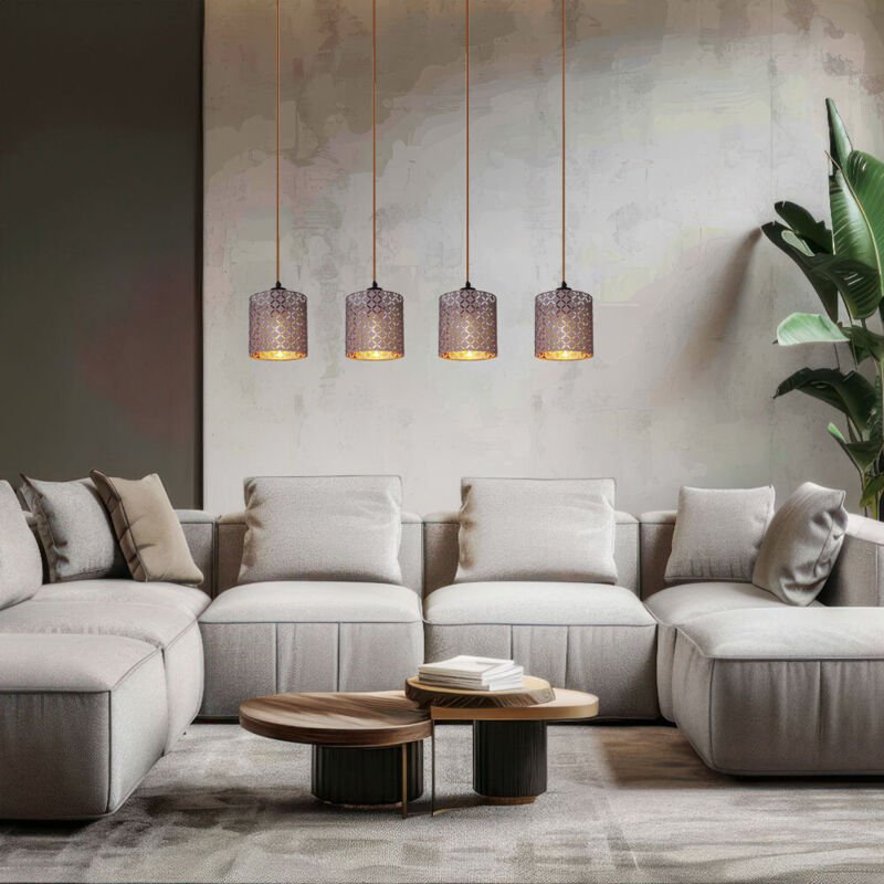 Led Hängelampe Esstischleuchte grau schwarz Wohnzimmerlampe Pendelleuchte Esszimmerlampe 4 flammig, 4x 10,5W 4x 1055lm w...