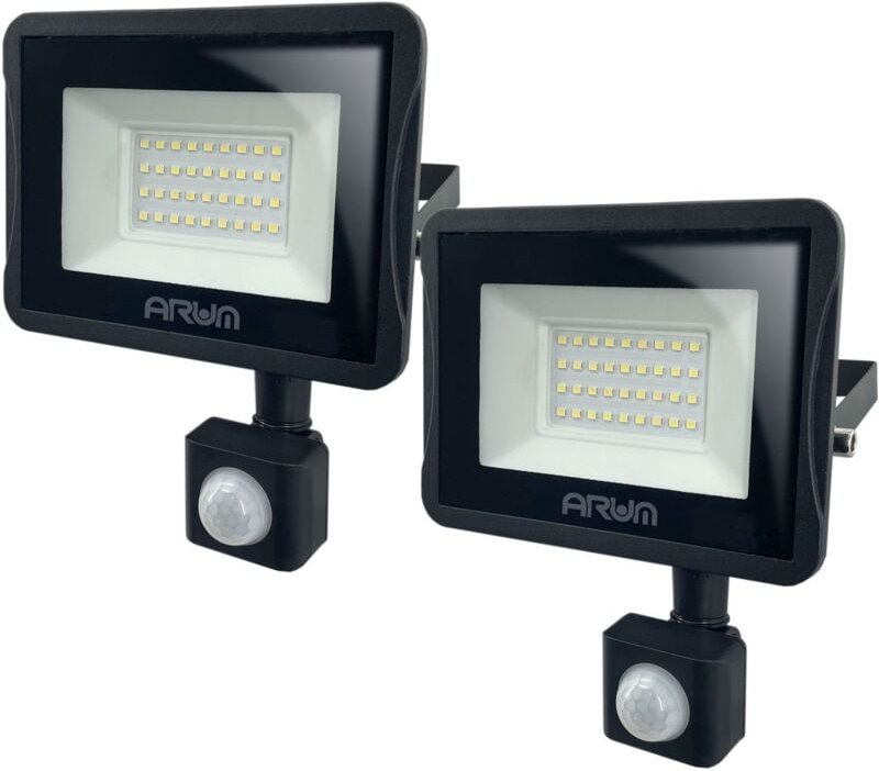 2er-Set LED-Fluter 30W Schwarzer Bewegungsmelder für den Außenbereich Farbtemperatur: 4000K neutralweiß