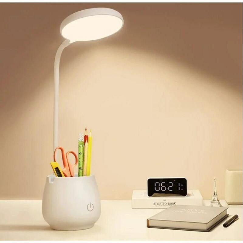 Gabrielle - Schreibtischlampe für Zuhause, Büro, Wohnheim, kleine wiederaufladbare LED-Schreibtischlampe mit Stift-/Tele...