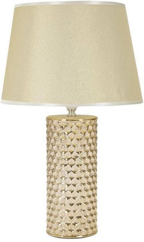 Dmora - Tischlampe Bono, Schreibtischleuchte, Büroleuchte, Arbeitslampe, Weiß und Gold, 30x30 h48 cm