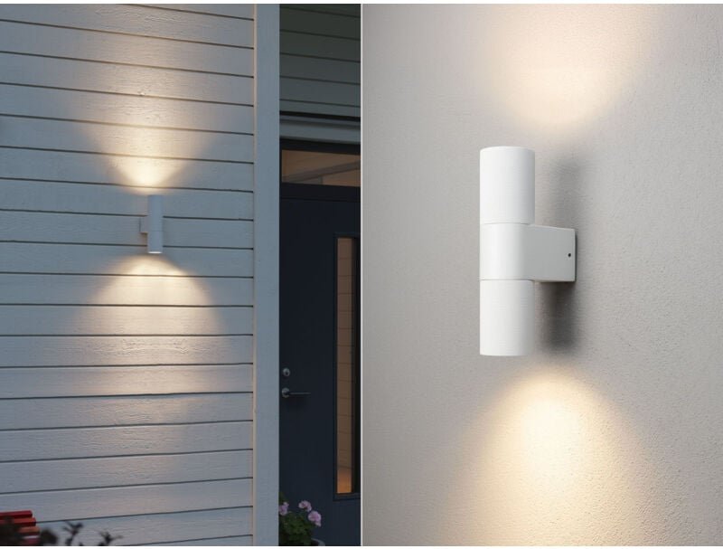 Meinewunschleuchte - Up and Down led Außenwandleuchte Aluminium Weiß, Höhe 23,5cm