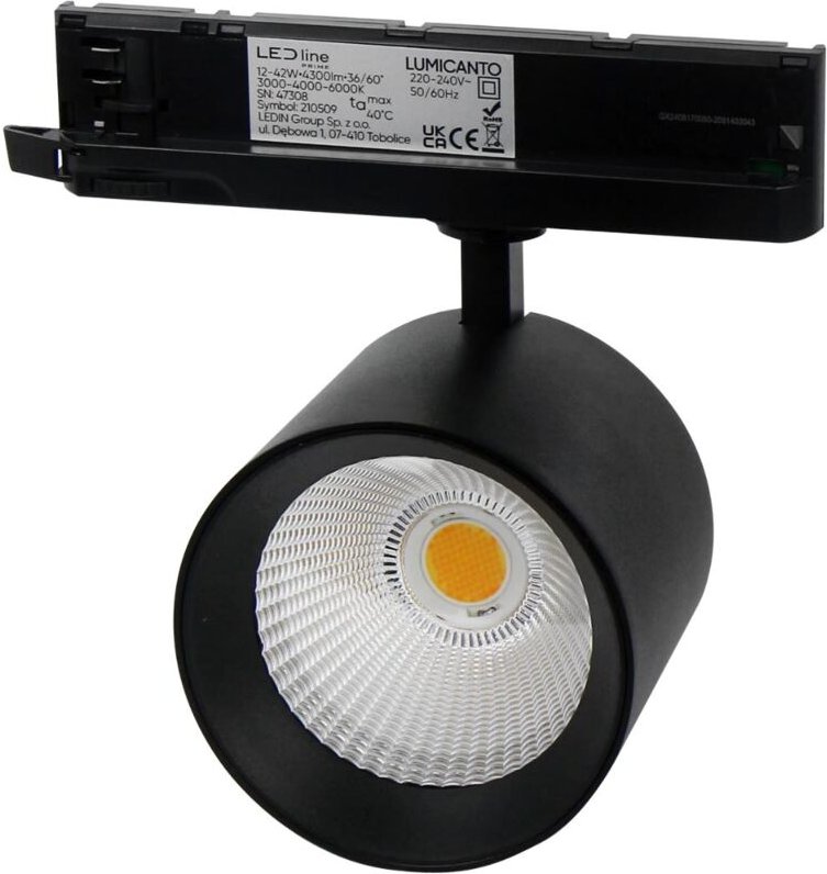 Lumicanto Schienenlicht 6-20W Einstellbar IP20 Schutzart cct einstellbare Farben 3000-6000K 3 Phasen, Schwarz