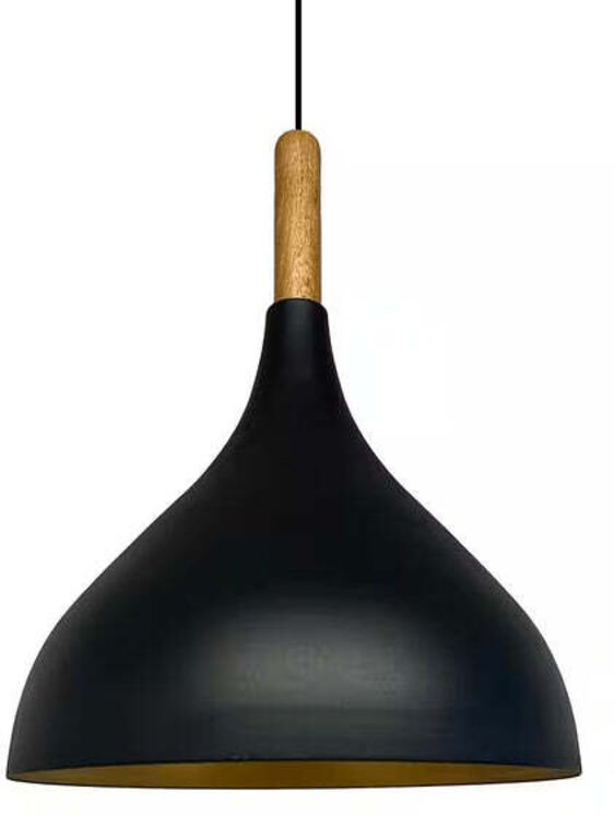 Lange Schlichte Schwarze Pendellampe, Holzkopfteil-Kronleuchter, Wohnzimmerlampe, Küchenlampe, Cafélampe, Restaurantlamp...