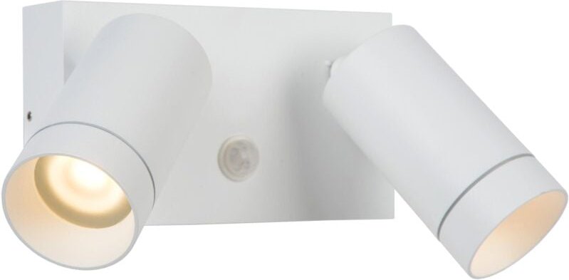 Lucide TAYLOR - Wandstrahler / Wandleuchte Innen/Außen - 2xGU10 - IP54 - Bewegungssensor - Weiß