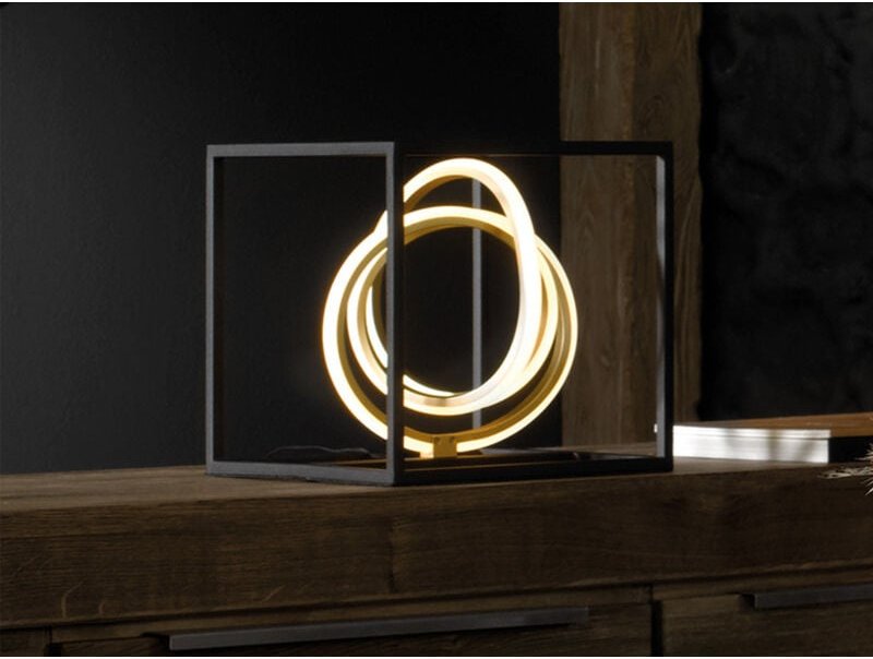 Led Tischleuchte gisi Schwarz Gold mit Touchdimmer, Höhe 25cm
