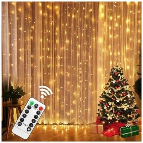 Lichtervorhang, 3 m, 3 m lange Lichterkette, 300 LEDs, USB-Lichtervorhang, für den Innenbereich, 8 Modi, Fernbedienung, ...