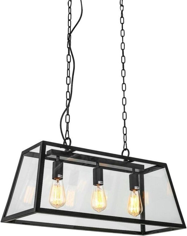 Italux Laverno - Industrie und Retro hängender Anhänger Schwarz Matt 3 Licht, E27